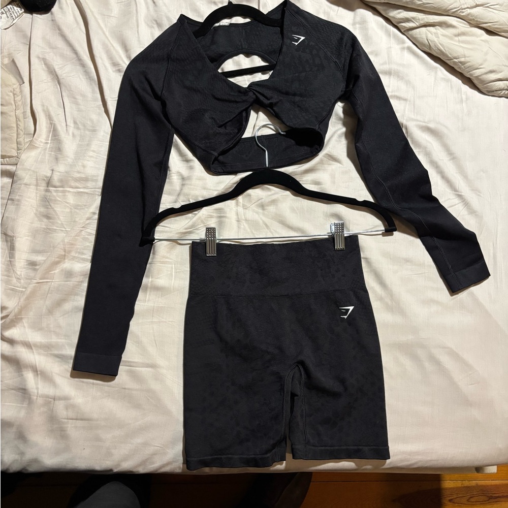 Gymshark Cropped Long Sleeve and Shorts Set